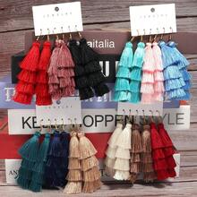 4pcs/Pack Polyester 4-Layer Ombre Tassel Pendant 80mm Colorblock Long Tassel Earrings For Women, Bohemian Multi-Layer Tassel Earrings, DIY Tassel Earring Accessories - Four Layers Of Tassels - View 7