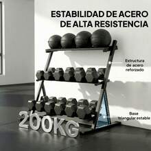 Sportnow Suporte para halteres para treinamento de força - Preto - Ver 7