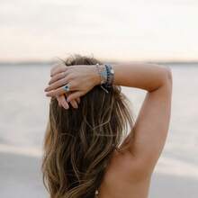 Handmade Adjustable Waterproof Blue Sea Glass Beach Bracelet, Best Friend Gift - Multicolor - View 3