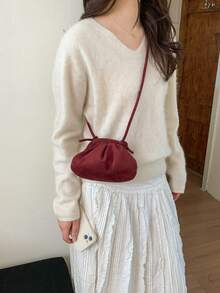 2026夏季新款贝壳包，哑光质感单肩包，复古时尚斜挎包 - 紅色 - 查看 4