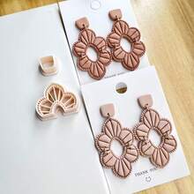 Bohemian Style Earring Cutting Set, Polymer Clay Jewelry Making Tools With Cutter, Suitable For DIY Earrings And Jewelry Making, Ceramic Earrings Making, Handmade Earring Making Tools - Apricot - View 1