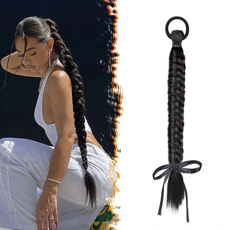 Peluca trenzada hecha a mano para coleta, moño bajo, coletas, trenza suelta, coleta lateral, adecuada para primavera y verano