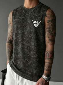 Simple Studio | Men's Vintage Rugged Style Washed Short Sleeve Tank Top | Suitable For Summer Wear | Comfortable & Breathable | Leading Fashion - Black - View 3