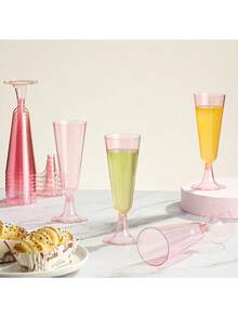 5/10/20/25/30/50/100 套粉色香槟杯，5盎司可重复使用水晶香槟杯，适用于婚礼、庆典、生日派对、烘焙和饮酒场合 - 查看 2