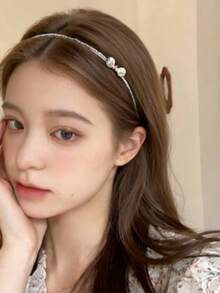 1 szt. Elegancka opaska na głowę z kokardą i kryształkami, modny dodatek do włosów dla kobiet - Wielokolorowe - Zobacz 3