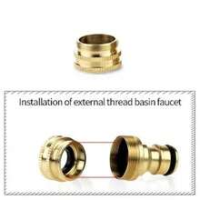 15-23mm Universal Brass Faucet Adapter, 3-In-1 Design (1 Male, 1 Female, 1 PTFE Thread), Metal Faucet Connector For Garden, Lawn And Car Washing, NPT/BSPT Thread, Easy Installation - Gold - View 7