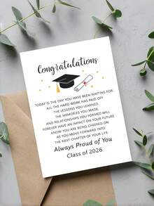1pc Graduation Congratulations Card For Class Of 2026, Encouragement And Proud Of You Note, Premium Paper, Suitable For Friends, Teachers, And Classmates, With Envelope, For 14+ Age Group - View 7