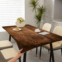 1pc Elastic Edge Design Tablecloth, Vintage Wood Grain Texture Tablecloth - Decorative For Restaurants, Cafes And Home Dining Tables. Vibrant Colors, Outdoor Patio Cover, Picnic Accessory, Suitable For Indoor And Outdoor Use - Multicolor - View 8