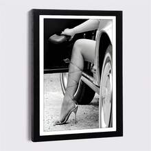 1幅无框黑色画框帆布画，图案包括豪华轿车、斗牛犬、豹纹，复古黑白墙面艺术海报 - 無框 - 查看 30
