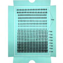 16 Rows Natural Lower Lashes (6-7mm) + Spiky Lashes (15-21mm) Individual Eyelash Extensions Pre-Made Lash Clusters Lightweight Lash Extensions Makeup Accessories - Black - View 15