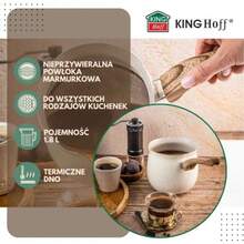 1.8L Large Capacity Multi-Function Turkish Coffee Pot, Marble Pattern Non-Stick Coating, Universal For All Stoves, Faux Wood Handle - Multicolor - View 5