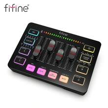 FIFINE 4-Channel RGB Audio Mixer With XLR Microphone Input, 48V Phantom Power, Voice Changer, Custom Sound Effects, Independent Controls, Mute Button, Suitable For Podcasting/Recording/Streaming/Voice/Gaming - Black - View 2