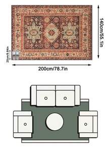 1 buah Karpet/Keset/Alas Kaki Motif Bunga Persia-Bohemia Vintage, Karpet Lembut yang Dapat Dicuci untuk Kamar Mandi, Dapur, Pintu Masuk, Lorong, Kamar Tidur, Ruang Tamu, Cocok untuk Semua Musim, Dekorasi Rumah - MultiWarna - View 19