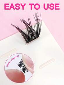 216/432片免胶自粘假睫毛簇，防水，可重复使用，持久粘性，隐形设计，睫毛嫁接工具，簇状假睫毛条，睫毛胶替代品，化妆工具，免胶假睫毛簇 - 無色 - 查看 10