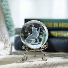 1pc Artificial Crystal Ball Decor, Cat Pattern Craft And Decorative Gift, Suitable For Gifting To Friends, Colleagues, Wife, Parents, Christmas, Valentine's Day, Holiday Commemorative Gifts, Home Decor For Living Room, Office, Cafe, Desk Display, Entrance Decoration, Winter Christmas New Year Decor - Multicolor - View 4