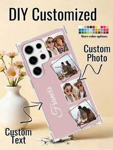 1pc Transparent Shockproof Customizable Puzzle Photo Phone Case, Personalized Name Phone Case, Eternal And Fashionable. An Eternal Customized Phone Case. DIY Customized Phone Case Suitable For S25 Ultra/S25 Plus/S25/S24 Ultra, 11/11 Pro/11 Pro Max/12/12 Pro/12 Mini/12 Pro Max/13/13 Pro/1 Pro Max/13 Mini/14/14 Plus/14 Pro/14 Pro Max/15/15 Plus/15 Pro/15 Max/16/16 Plus/16 Pro/16 Pro Max 16E, Android Phones - Clear - View 2