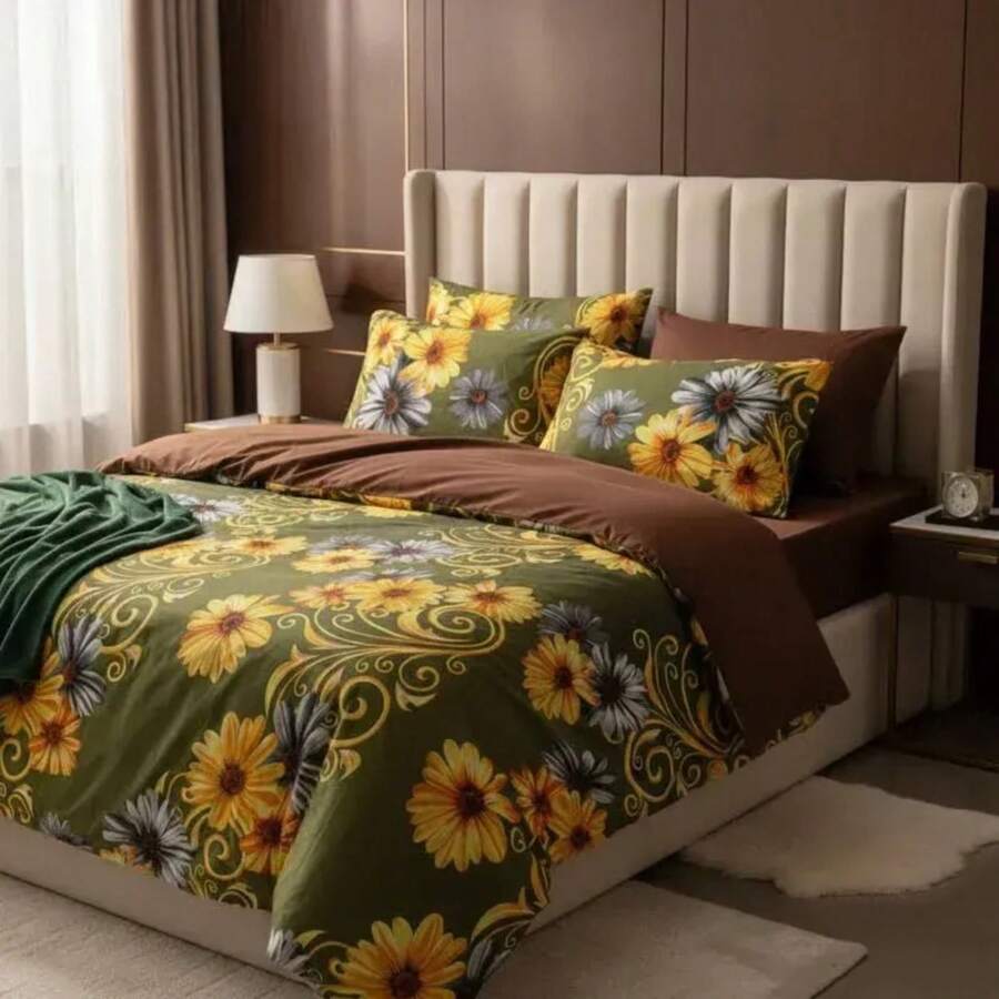Sabana Bambu Con 4 Fundas Para Almohada Super frescas King Size - Girasol - Ver 1
