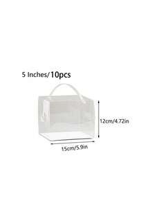 5 piezas Caja de embalaje para pasteles portátil transparente, suministros escolares, bolsa de alimentos, caja de alimentos apta para caramelos, chocolates, galletas, etc. - transparente - Ver 13