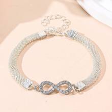 1 pieza Pulsera de cadena de serpiente de infinito con strass en estilo retro, adecuada para mujeres - Infinito de 8 caracteres - Ver 8