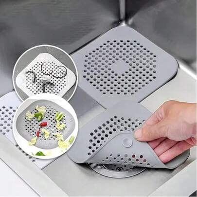 Hair Drain Catcher,Square Drain Cover For Shower Silicone Hair Stopper With Suction Cup,Easy To Install Suit For Bathroom