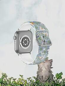 Dây đeo đồng hồ silicon họa tiết mèo con trên cỏ xanh, tương thích với Apple Watch 38mm 40mm 41mm 42mm 44mm 45mm 49mm, phù hợp với các dòng Ultra/SE/8/7/6/5/4/3/2/1 - Nhiều màu - Xem 2