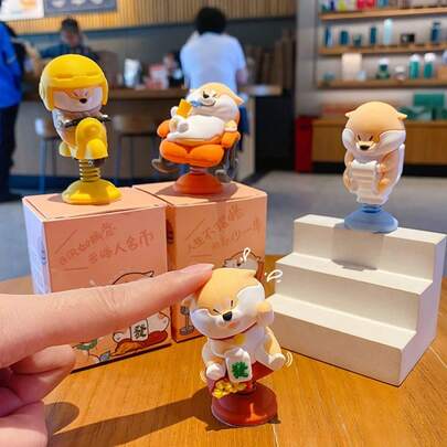 1件秋田犬与枸杞摇晃装饰品，创意汽车仪表盘/办公室装饰