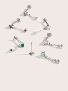 1pc Minimalist Diamond Stainless Steel Stud Earrings, Suitable For Women's Daily Wear - Diamond - View 2