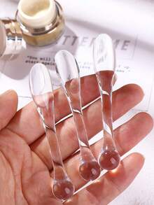 Makeup Spatula, Cream Scraper, Acrylic Makeup Spatula, Mixing Spoon, Eye Cream Roller, Facial Care Tools - Transparent - View 1