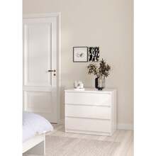 Interior Chest Of Drawers, Bedroom Dresser Sil Gloss White With 3 Drawers, High Gloss White, 77 X 50 X 71 Cm - High Gloss White - View 1