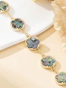 1pc Metallic Vintage Style Colorful Clover Lucky Charm Bracelet For Women, Suitable For Party, Travel, Wedding/Birthday Gift - Colorful - View 4