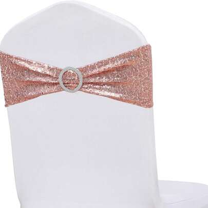 10 قطع ربطات زخرفية لأغطية الكراسي لديكور حفلات الزفاف، ربطات كراسي لامعة بإبزيم فضي، فيونكة كرسي مرصعة بالترتر لحفلات عيد الميلاد والذكرى والمناسبات