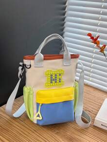 Fashion Kids Phone Crossbody Bag, Travel Shoulder Bag, Patchwork Handbag - Green - View 5