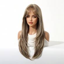 TOPSHE 24-Inch Blonde Highlight Multi-Layered Naturally Curved Center Part Wig, Synthetic Heat-Resistant Ladies Wig, Suitable For Holidays, Travel, Masquerade Balls, Parties, Daily Wear, Music Festivals, Wedding Seasons, Holiday Gifts,Wedding Music Festival - Blonde Highlight - View 4