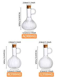 1/3Pcs/Set 300/350ml Glass Oil Bottle With Lid Oil Pot Leak Proof Oil Bottle Kitchen Outdoor Picnic Condiment Container - View 3