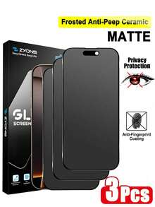 ZYONS TPU Luxury Anti-Peeping Privacy Phone Screen Protector 3pcs Matte Anti-Spy Screen Protector Premium 5H+ Ceramic Film TPU Soft Film Non-Glass Plastic Material Matte Anti-Peeping Full Coverage Anti-Drop Anti-Scratch Edge Protection Bubble-Free Compatible With Iphone 17 Pro Max/17 Air/17 Pro/16 Pro Max/16 Plus/15 Pro Max/14/13/12/11/XS Max Birthday Gift Screen Protector For Family And Friends Essential Phone Accessory For Daily Protection Office Home Waterproof Anti-Shock Anti-Fingerprint Spring Birthday Gift Anniversary Gift - Black - View 22