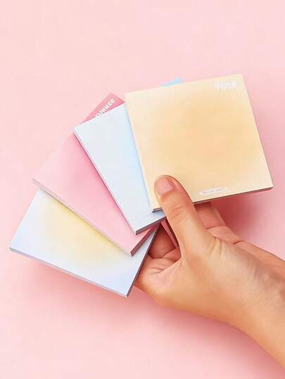 4pcs Gradient Solid Color Sticky Notes, Marking Memo Pad, Exam & Office Memo Paper