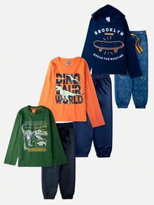 Kit 20 Peças de Roupas Infantil Menino Meia Estação - Multicolorido - Visão 3