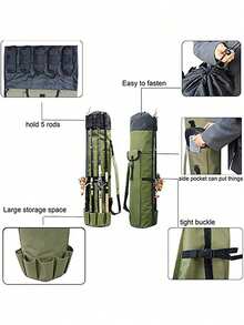 便携式钓竿收纳包（肩背式，居家旅行皆宜）| 专业渔线轮、钓具及装备收纳 | 结实耐用 - 綠色 - 查看 2