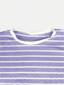 K&K FASHION Basic Striped T-Shirt - Lilac - View 4