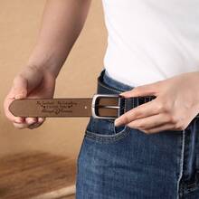 1pc Personalized Handmade Leather Belt, Custom Engraved Pattern Belt For Men & Women, Adjustable Unisex Carved Waist Belt, Valentine's Day Gift For Boyfriend Girlfriend, Anniversary Wedding Groom Gift, Birthday Graduation Present For Him Her, Unique Couple Gift, Family Keepsake Fashion Accessory - Multicolor - View 5