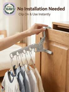 5-Hole Foldable Clothes Hanger - Ultra Compact Lightweight Plastic, Space-Saving/Portable/Foldable Suitable For Travelers/College Students/Homeowners, Dorm/Closet/Behind Door, Mother's Day/Graduation/Spring Cleaning, Suitable For Graduates/Moms/Roommates, Modern Minimalist (Portable Clothes Hanger/Space-Saving/Foldable Hanger/Dorm Organization/Travel Accessory/Closet Organization/Laundry Room Essential/Bedroom Storage/Home Decor) - Multicolor - View 1