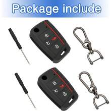 2 Pack Key Fob Cover With Keychain, 5 Buttons Silicone Rubber Key Case Compatible With Tiguan Atlas Jetta Alltrack Arteon Taos Car Key Cover - 4 Buttons Flip Key - View 8