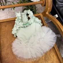 Ropa nueva de primavera/verano para mascotas, vestido de tutú esponjoso, atuendo para ceremonia de boda, falda de tul de ballet para perros y gatos - Rosa - Ver 6