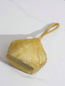 Túi xách dạ hội đính pha lê hình hoa hướng dương lấp lánh nhiều màu sắc, ví cầm tay sang trọng, túi xách dự tiệc hình dáng độc đáo, phụ kiện trang phục dạ hội thanh lịch. - Vàng - Xem 8