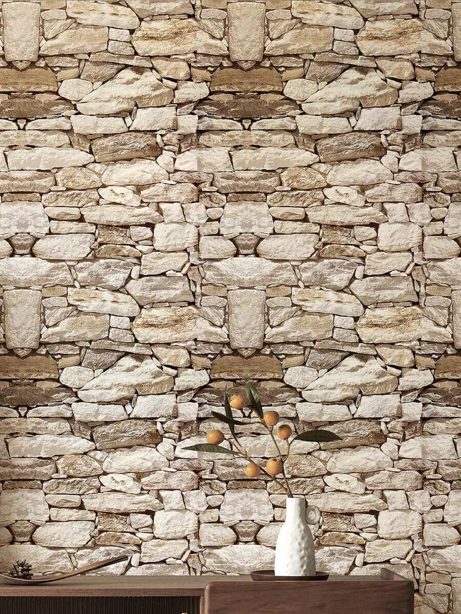 1 Roll Stone Texture Removable Self-Adhesive Wallpaper, Suitable For Kitchen Cabinets, Home Decor, Furniture Renewal, 45cm X 100/300/500cm
