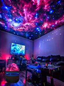 1个星空投影灯,LED极光投影灯,USB供电星系夜灯,遥控星空灯,适用于家居装饰、卧室、房间、派对、生日、客厅、婚礼等场合。 - 投影燈 - 查看 5