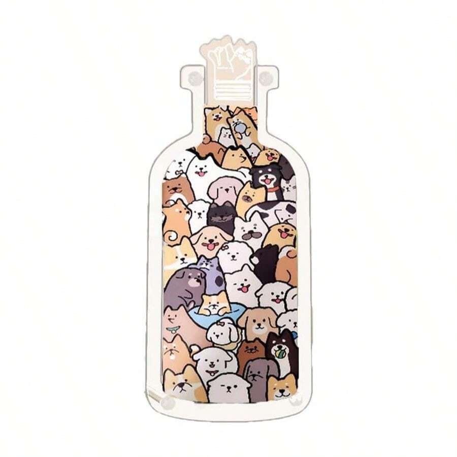 Cute Design Acrylic Puzzle Bottle, Decorative Display Frame, Assembly Art Piece, Kawaii Home Decor, 17.5x8x0.6 Dog) - 8Pcs - Xem 1