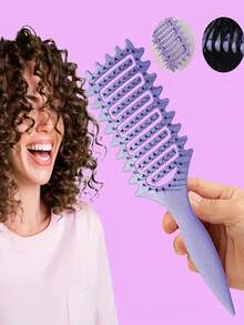 1支女士卷发梳，透气造型卷发器，适合所有发质，释放卷发潜能，打造各种发型，成就完美造型 - 彩色 - 查看 5
