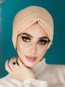 قطعة واحدة من التربان الفوري للنساء، وشاح رأس أنيق بلون سادة، وشاح رأس قابل للانزلاق والامتصاص، تصميم مطوي لمظهر حجمي، قماش جيرسيه ناعم ومريح من الموديال، مناسب للارتداء اليومي والرياضة واليوغا - متعدد الألوان - مشاهدة 20