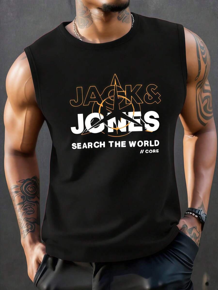 Áo tank top không tay thời trang dành cho nam, áo thun thường ngày với họa tiết chữ in cá tính, thích hợp cho các hoạt động thể thao như chạy bộ, chơi golf, câu cá, bóng rổ, cắm trại, tập gym, bơi lội và đi biển, món quà tuyệt vời dành cho chồng hoặc bạn trai. - màu đen - Xem 1
